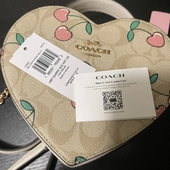 Coach Heart-Shaped Beige and Pink Crossbody Bag - Picture 2 of 8